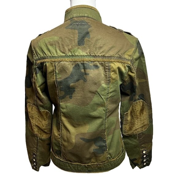 Triple Five Soul Women's Camo Jacket L Y2K Graphic Velour Trim Utility‎ Style - Picture 6 of 15
